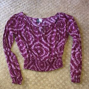Maroon patterned blouse
